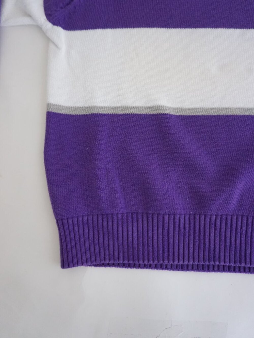 Vintage Main River Purple White Stripe Knit Sweater Cotton Crewneck Large - Picture 7 of 9